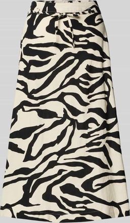 Ichi Midirock aus Leinen-Viskose-Mix Modell LINNO in Offwhite, Gr&ouml;&szlig;e 34