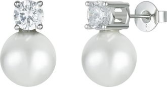 Untamed Petals Maven Pearl and Crystal Studs in Silver at Nordstrom
