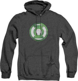 Gildan Green Lantern Green Chrome Logo Adult Heather Hoodie / Hooded Sweatshirt