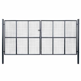 vidaXL Vidaxl - Puerta De Jard&iacute;n De Malla De Acero Galvanizado, 415 X 200 Cm, Gris