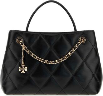 Tory Burch Small Fleming Carryall - Dames - Tassen - Zwart - Maat: ONE Size Katoen