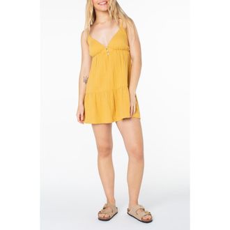 Roxy Warm Rays Cotton Minidress in Amber Gold Solid at Nordstrom Rack, Size X-Large