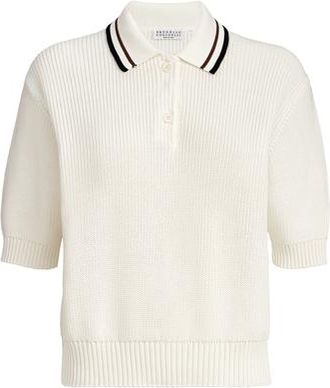 Brunello Cucinelli Rib knit polo in White at Nordstrom, Size Xx-Large Eu