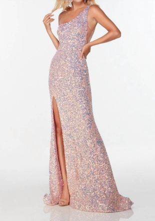 Alyce Paris One Shoulder Sequin Prom Dress In Vintage Opal