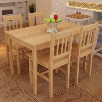 vidaXL Vidaxl - Mesa De Comedor Y 4 Sillasde Madera Color Natural