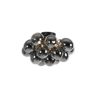 QAZQA Qazqa - Dise&ntilde;o Plaf&oacute;n De Dise&ntilde;o Negro Con Cristal Ahumado 4 Luces - Uvas Vidrio /acero Esfera Adecuado Para Led Max. 4 X 28 Watt