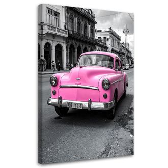 Feeby Cuadro En Lienzo, Coche Cl&aacute;sico Vintage Aparcado En Una Calle De La Habana, 70x100