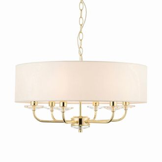 Netlighting Nixon 6 Light Multi Arm Ceiling Pendant Brass E14 in Yellow