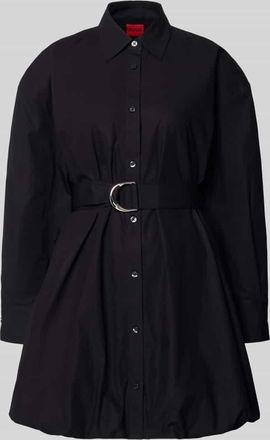 HUGO BOSS Tailliertes Hemdblusenkleid aus reiner Baumwolle Modell KUMIRA in Black, Gr&ouml;&szlig;e 34