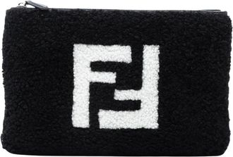 Fendi Pre-owned Shearling Pouch - Dames - Vintage Clutch - Zwart - ONE Size - Vintage