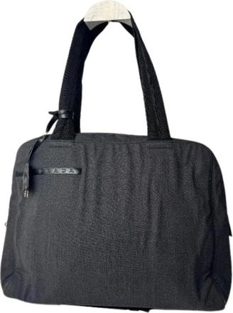 Prada Pre-owned Handbags, female, Gray, Size: ONE SIZE Pre-owned Canvas Handbag