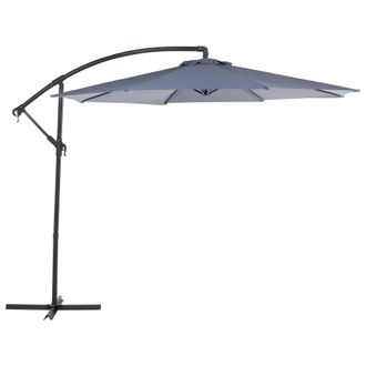 Beliani Sombrilla De Jard&iacute;n De Tela Antracita &Oslash; 300 X 240 Cm Plegable Estilo Moderno
