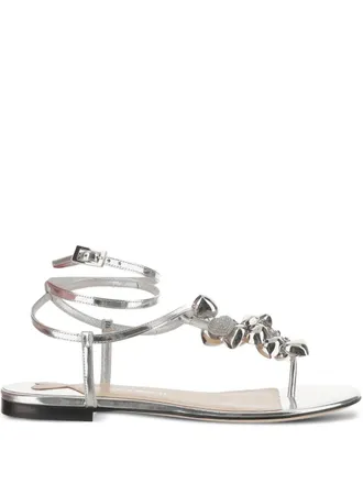 Mach & Mach crystal-embellished sandals - women - Calf Leather/Calf Leather/Calf Leather - 36.5 - Silver