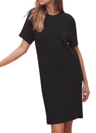 Herm&egrave;s Black H Embossed Wool Dress Size M