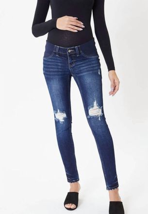 Kancan Clarice Maternity Super Skinny Jeans In Dark Wash