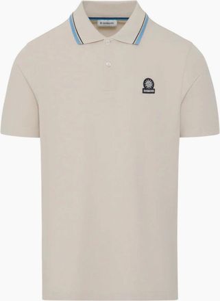 Sandbanks Mens Sandbanks Stripe Tape Placket Polo Stone - Tan - Size: 46