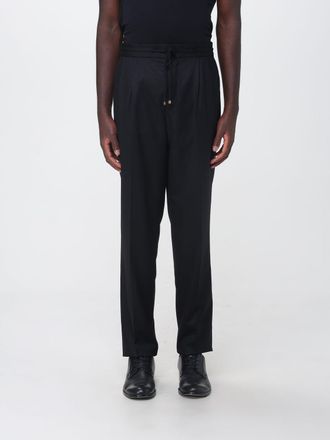 Brunello Cucinelli Pantaloni dritti in lana con vita a coulisse