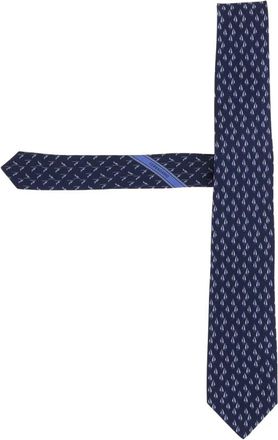 Ferragamo Zijden das met patroon - Heren - Stropdassen - Blauw - ONE Size - Accessoires