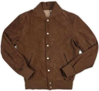 DFour Polyester Bomberjack met Su&egrave;de Knopen - Heren - Bomber jackets - Bruin - S - Polyester - Jassen