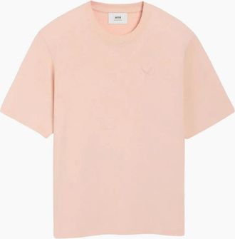 Ami Mens Ami Paris De Coeur Embossed Logo T-shirt in Pink - Size: 42