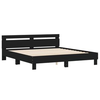 vidaXL Vidaxl - Estructura Cama Con Cabecero Madera Ingenier&iacute;a Negro 160x200 Cm