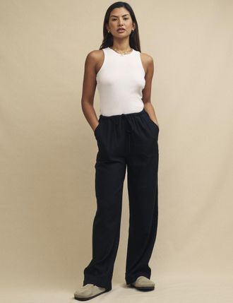 Nobody's Child Black Linen-blend Drawstring Trousers
