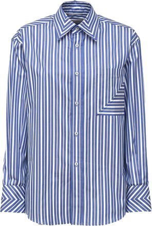 Victoria Beckham Pocket Detail Diagonal Stripe Oversized Casual Shirt