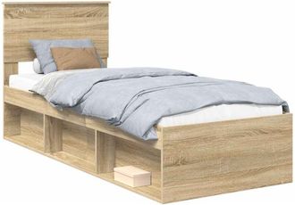 vidaXL Bed Frame with Headboard Sonoma Oak 75 x 190 cm Solid Pine Wood vidaXL