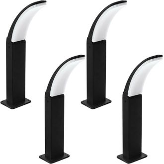 Loops 4 PACK IP44 Outdoor Pedestal Light Black Aluminium 11W LED Wall Post Lamp
