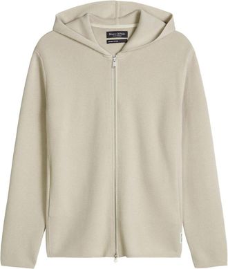 Marc O'Polo Zip-through Hooded Knit Jacket - Heren - Vesten met rits - Beige - 2XL - Katoen - Hoodies & sweatvesten