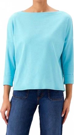 Karen Kane Ribbed Boatneck Top In Aqua