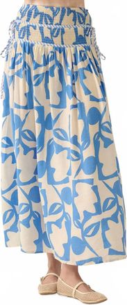 Promesa Abstract Floral-Print Tiered-Waist Maxi Skirt In Retro Blue