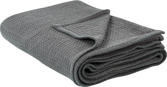 Beliani Beliani - Colcha Con Patr&oacute;n Liso Cubrecama Algod&oacute;n 220 X 200 Cm Gris Oscuro Ragala