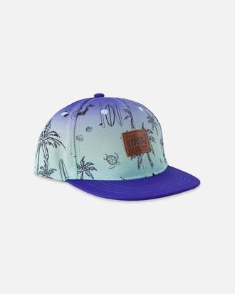 Deux par Deux Boy Flat Brim Beach Print Cap in Blue Beach Print at Nordstrom, Size 12-24 M