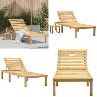 vidaXL Lettino Prendisole con Tavolino in Legno di Pino Impregnato - Tavolino da giardino - Lettino in legno