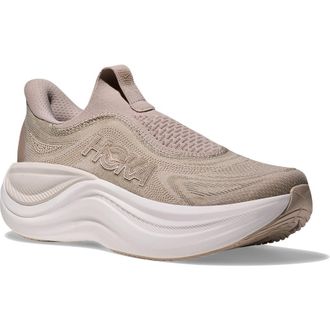 Hoka One One Skyward Laceless Recovery Sneaker in Putty /White at Nordstrom, Size 10.5
