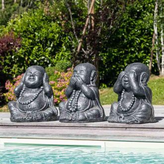 Wanda Collection Estatuas De Buda Sabidur&iacute;&shy;a P&aacute;tina Gris 40 Cm
