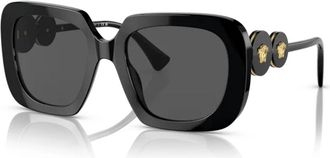 Versace Gedurfde Ronde Zonnebril - Iconische Stijl - Dames - Zonnebrillen - Zwart - 58 MM - Accessoires