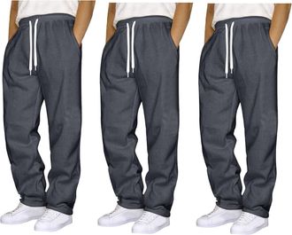 Generic 1/2/3 Pack Joggers for Men UK Tracksuit Jogging Bottoms Fleece blackJoggers Open Hem Sweatpants with Pockets Drawstring Trousers Gym Workout Loose Car