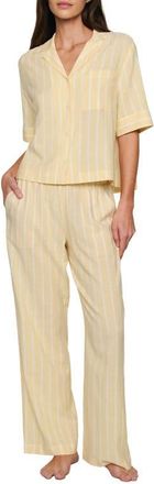 Eberjey Nautico Stripe Pajamas in Classic Stripe Sunbeam/Ivory at Nordstrom, Size X-Large