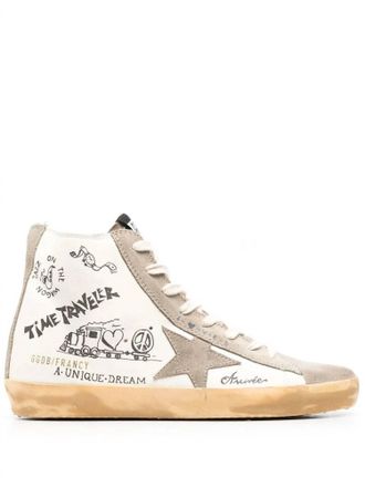 Golden Goose Womens Francy With Lettering Sneakers In Dove Grey