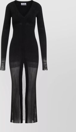 The Attico ribbed v-neck lace midi dress