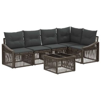 vidaXL Conjunto De Sof&aacute;s De Jard&iacute;n 6 Pcs Gris Rat&aacute;n Sint&eacute;tico Vidaxl