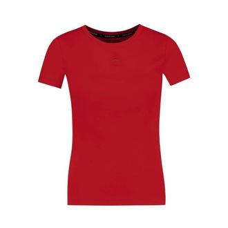 Marine Serre Moon Logo Ribbed Baby Fit T-Shirt - Dames - Tops - Rood - Maat: S Katoen