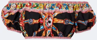 Dolce & Gabbana Carretto cotton poplin crop top