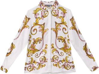 Versace Jeans Couture Overhemden, Dames, Veelkleurig, S, Barok Twill Overhemd in Wit