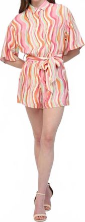 Fate Stripe Button Down Romper In Cream Multi