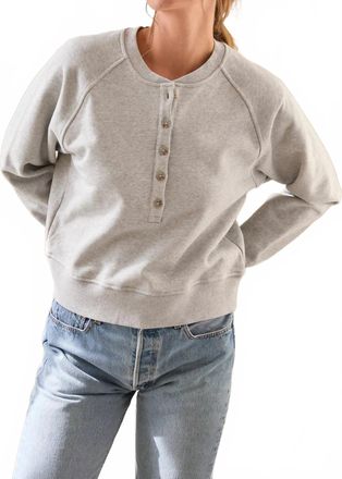 perfectwhitetee Bowen Button-Front Sweatshirt In Medium Heather Grey