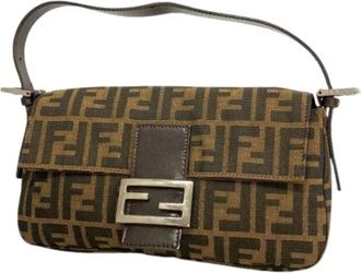 Fendi Pre-owned Shoulder Bags, female, Brown, Size: ONE SIZE Pre-owned Nylon Shoulder Bag
