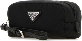 Prada Womens Black Re-Nylon Pouch Nero Poliammidericiclata-Vitello Beauty Case Accessory